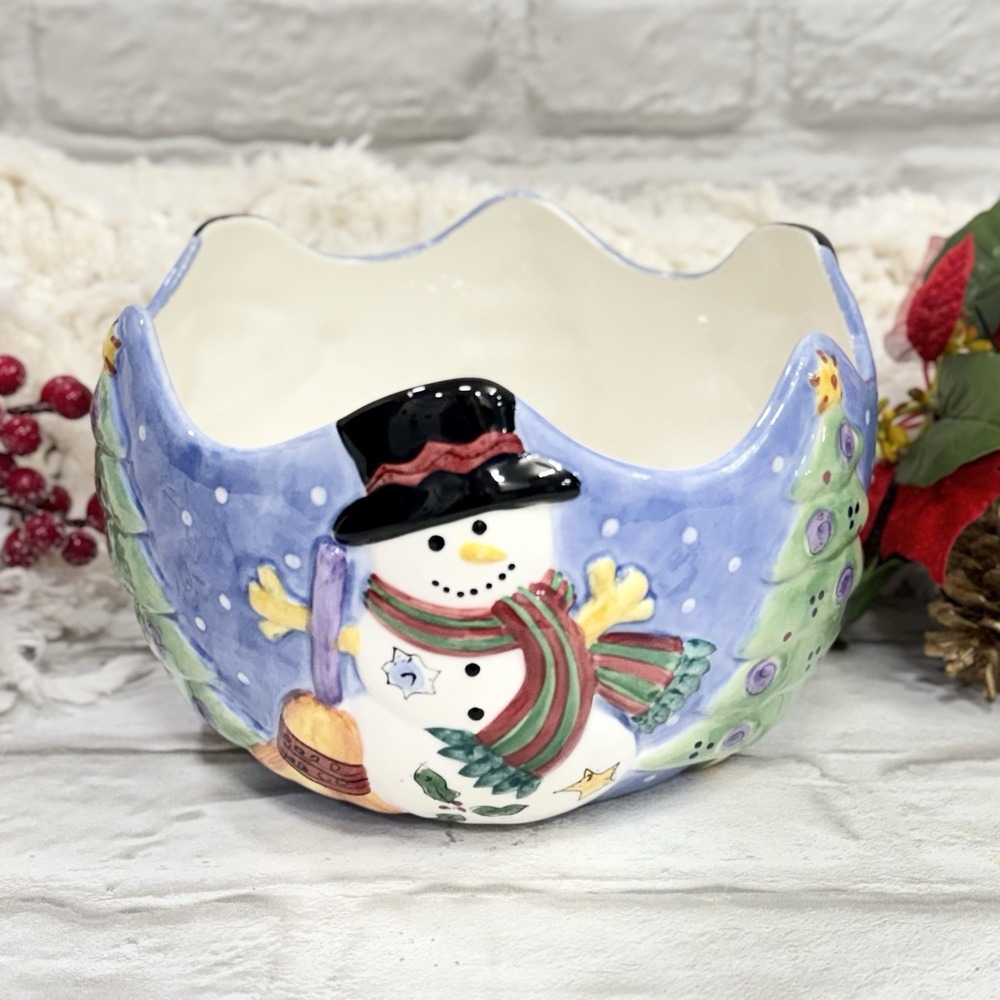 Sango‎ The Sweet Shoppe Christmas Holiday Snowman Centerpiece Bowl By Sue Zipkin